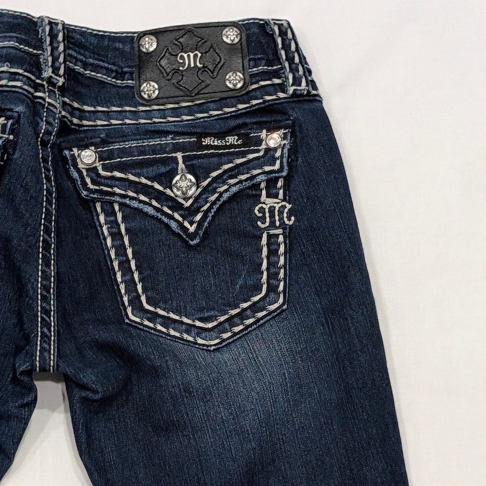 Miss Me Bootcut Jeans Dark Wash Thick Stitch Embellished JS5014858V Size 28